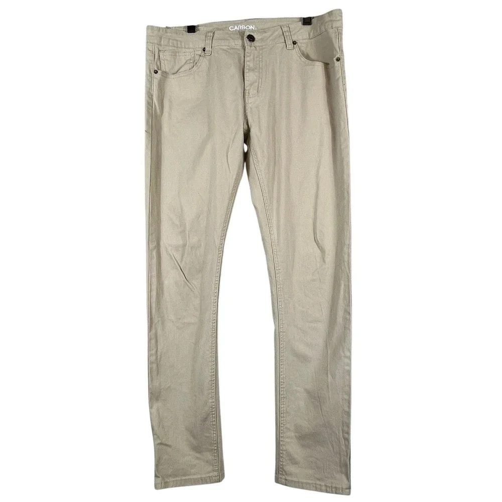 Carbon Mens 34x32 Skinny Flex Jeans Tan Stretch Denim Pants Casual Modern
